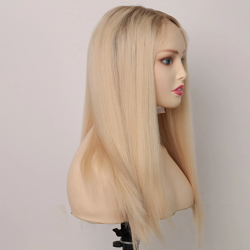 Diamond blonde color Lace top wig best quality full cuticle straight virgin hair YR0022